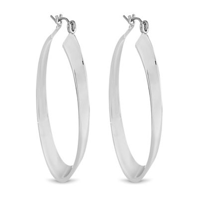 Designer silver twisted hoop earring